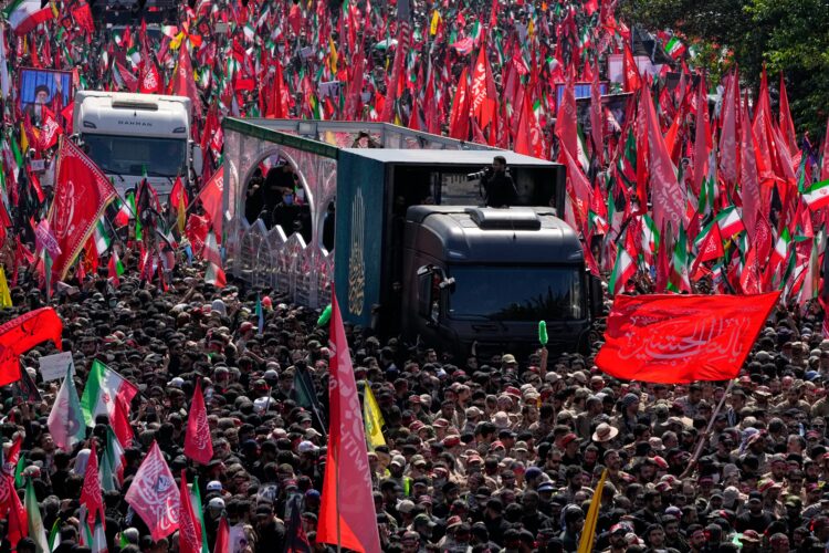 Mourners throng funeral procession in Tehran for Iran's Supreme Leader Ayatollah Ali Khamenei